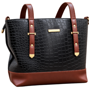 Black & Brown Crocodile Tote Bag