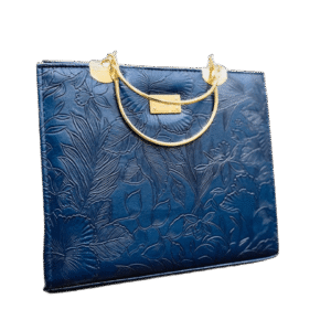 Floral Embossed Magenta Handbag