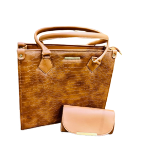 Crocodile Texture Brown Tote Bag Set